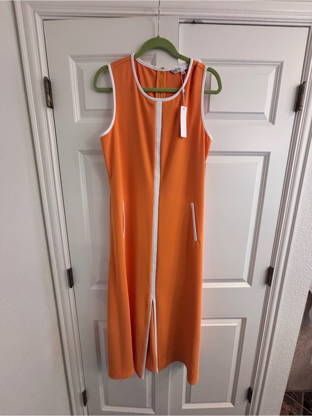 Trina Turk Orange Maxi Dress with White Trim - Picture 3 of 4